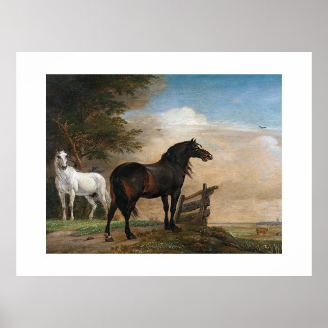 Poster Dois Cavalos em pasto (Frente)