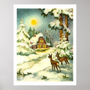 Póster Dois cervos na neve