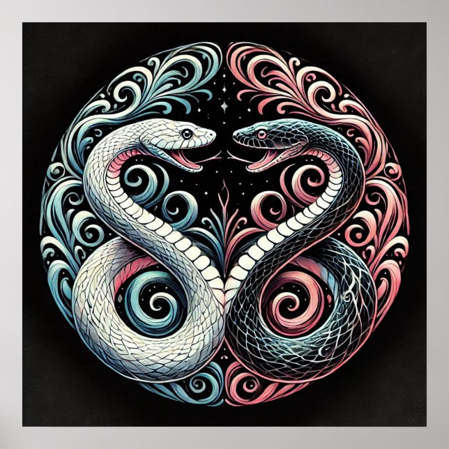 Poster Dois cobras estilizados (Frente)