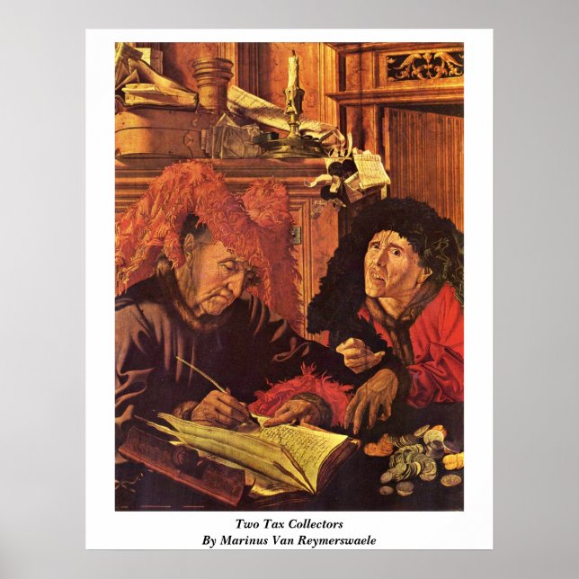 Póster Dois Coletores Fiscais De Marinus Van Reymerswaele (Frente)