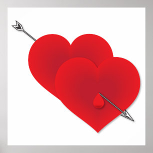 Póster Dois corações vermelhos