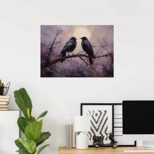 Poster Dois Corvos Sentados Em Uma Ramificação