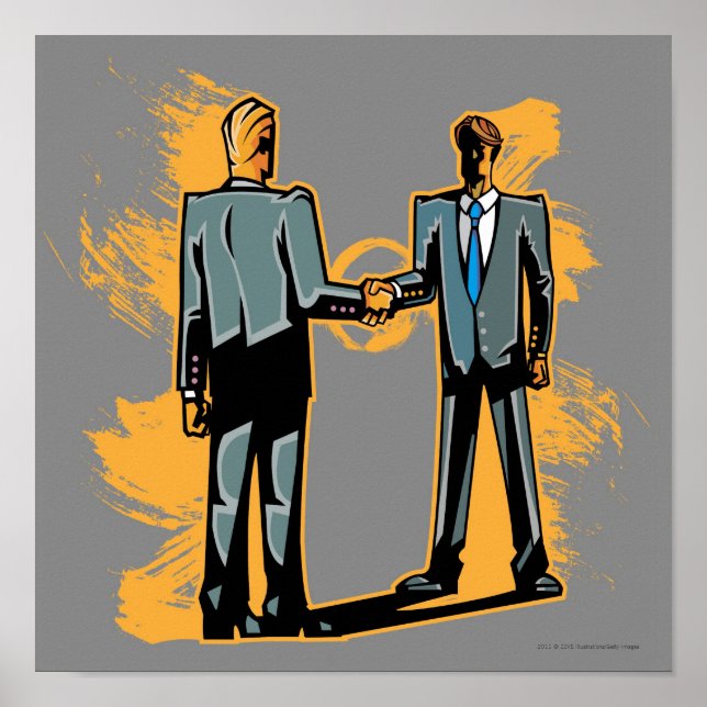 Póster Dois empresários apertando as mãos (Frente)