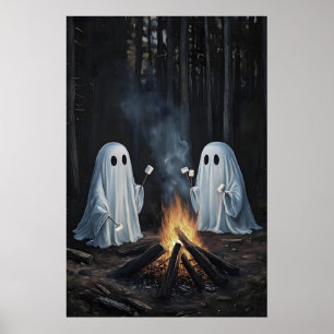 Poster Dois Fantasmas Perto de Fogueira na Floresta com M
