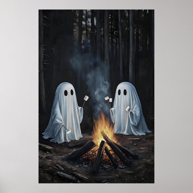 Poster Dois Fantasmas Perto de Fogueira na Floresta com M (Frente)