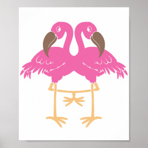 Póster Dois flamingos de dança