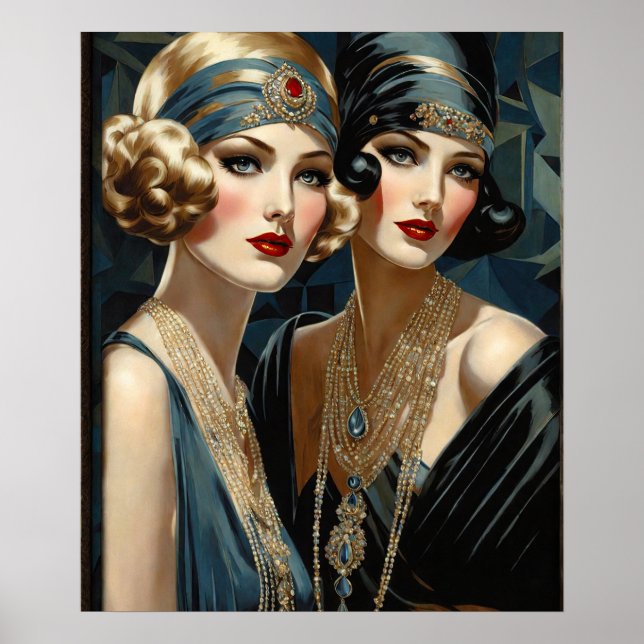 Poster Dois Flappers Com Vestidos De Ombro Desligados (Frente)