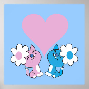 Póster Dois gatinhos apaixonados