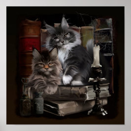 Poster Dois gatinhos peludos de Maine Coon
