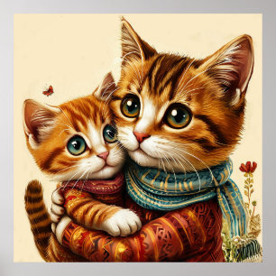 Poster Dois Gatos Adoráveis Abraçando