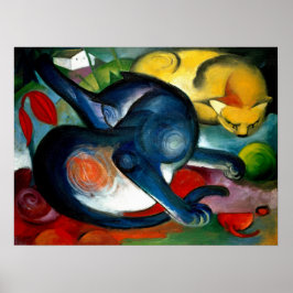 Poster Dois gatos, azul e amarelo por Franz Marc