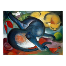 "Dois Gatos, Azul e Amarelo" por Franz Marc (1912)
