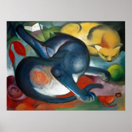 Poster "Dois Gatos, Azul e Amarelo" por Franz Marc (1912)