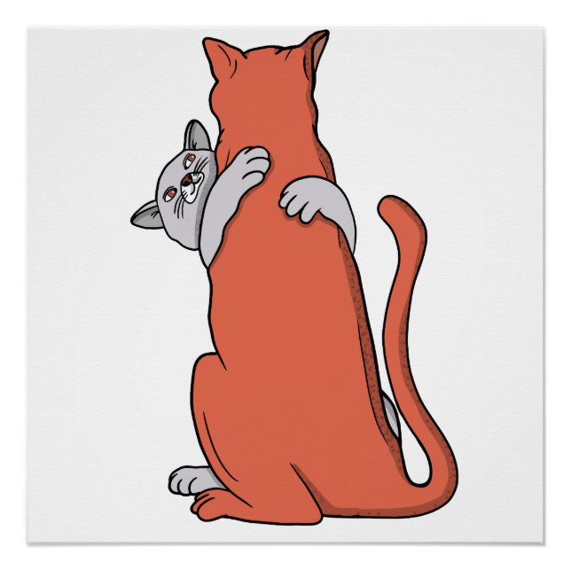 Póster Dois Gatos Embrçam a Amizade (Frente)