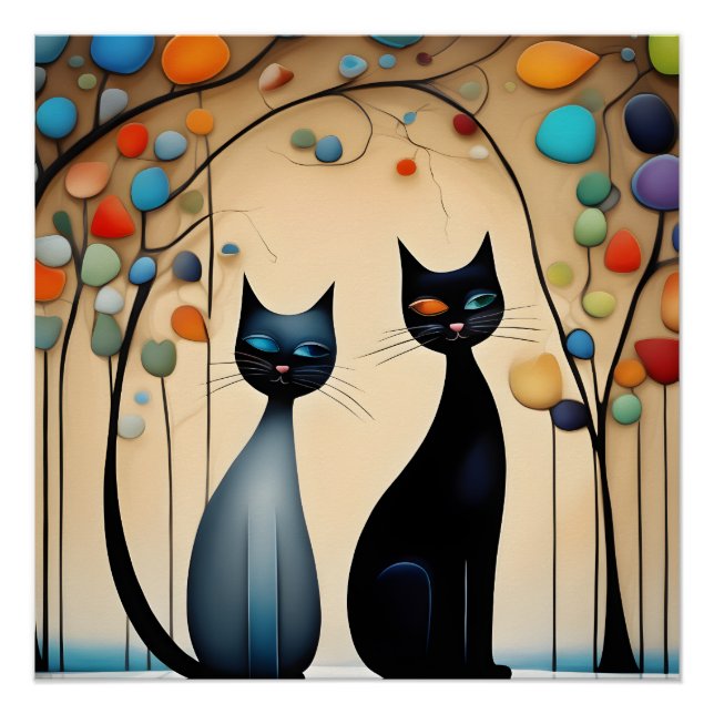 Póster Dois Gatos Encantadores (Frente)