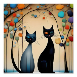 Póster Dois Gatos Encharcados