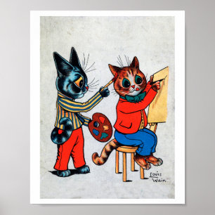 Poster Dois Gatos Pintores, Louis Wain