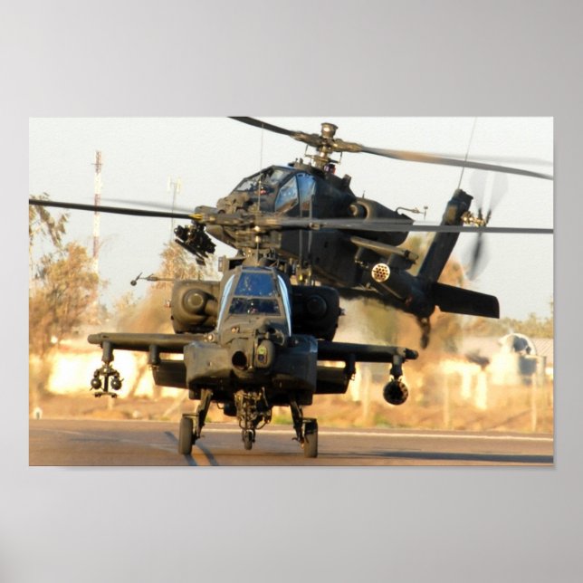 Poster Dois helicópteros AH-64 Apache (Frente)