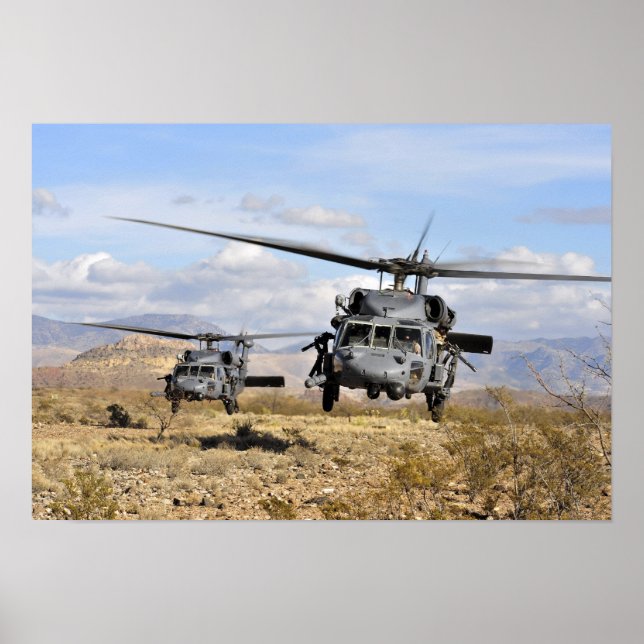 Póster Dois helicópteros HH-60 Pavehawk a preparar-se par (Frente)