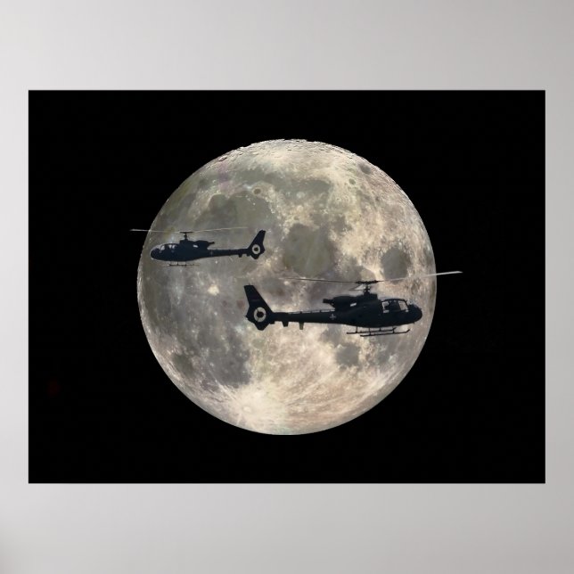 Póster dois helicópteros silenciados por lua de cheio (Frente)