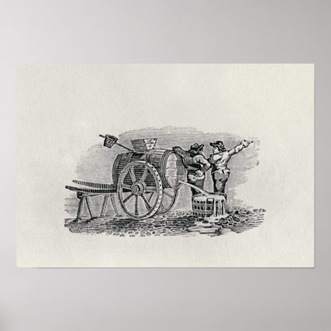 Póster Dois homens com um carrinho de barril (Frente)
