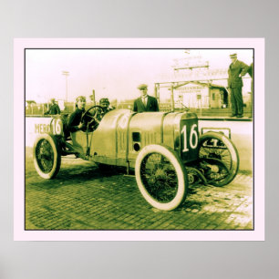 Poster Dois homens no n° antigo 16 Indy 500 do carro de