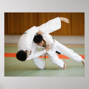Poster Dois homens que competem em um fósforo 2 do judo