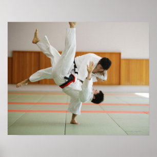 Póster Dois homens que competem em um fósforo 3 do judo