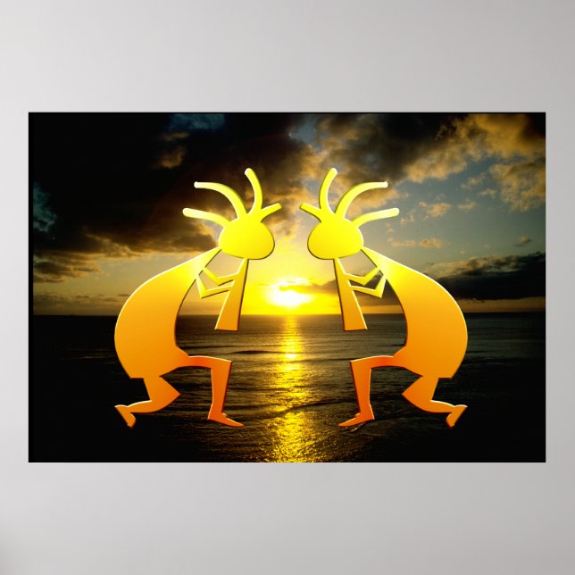 Póster Dois Kokopellis no Sunset (Frente)