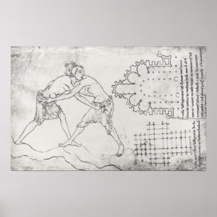 Póster Dois lutadores, plano de uma igreja Cistercian