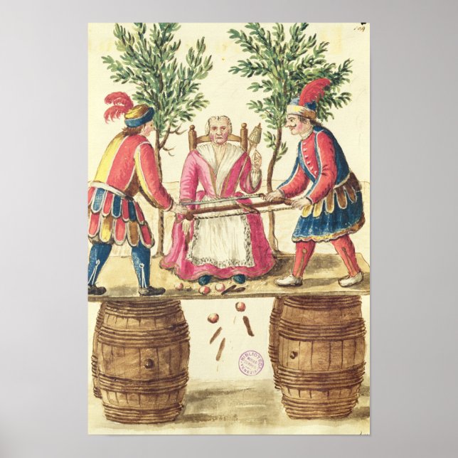 Póster Dois mágicos venezianos serrando uma mulher ao mei (Frente)