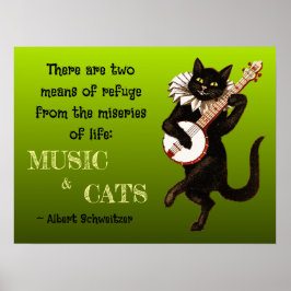 Poster Dois Meios de Refúgio Música Gatos Schweitzer