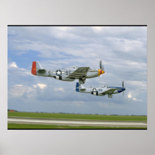 Póster Dois mustang P51 que voam perto. planos do _WWII