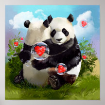 Dois pandas apaixonados se abraçando