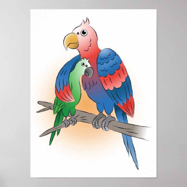 Poster Dois Papagaios Feliz Dia das Mães (Frente)