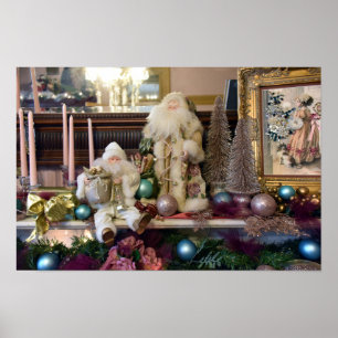 Poster Dois Papais Noel Em Uma Cornija De Lareira Vitoria