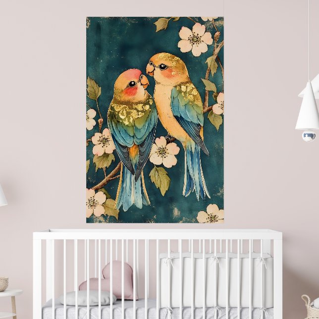 Poster Dois pássaros, que parecem ser papagaios-do-amor,  (Berçário 2)
