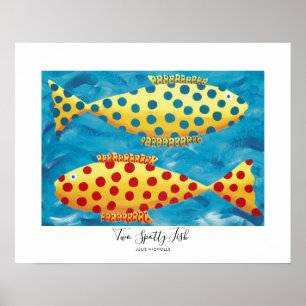 Poster Dois Peixes Malhados Pintura de Vida Marinha Subaq