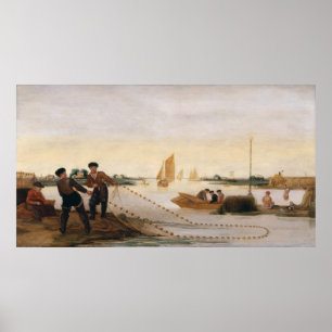 Poster Dois pescadores que puxam em suas redes