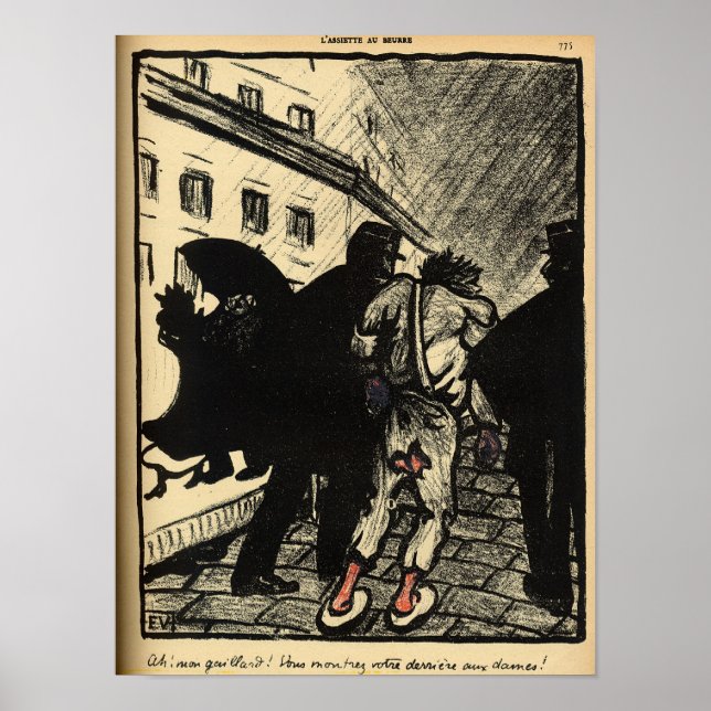 Poster Dois policiais tiram uma rampa vestida de trapos (Frente)