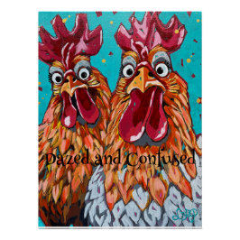 Póster Dois Quirky Roosters