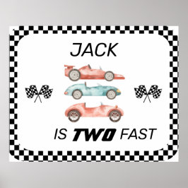POSTER DOIS RÁPIDOS, CARRO DE CORRIDA DE ANIVERSÁRIO, CAR