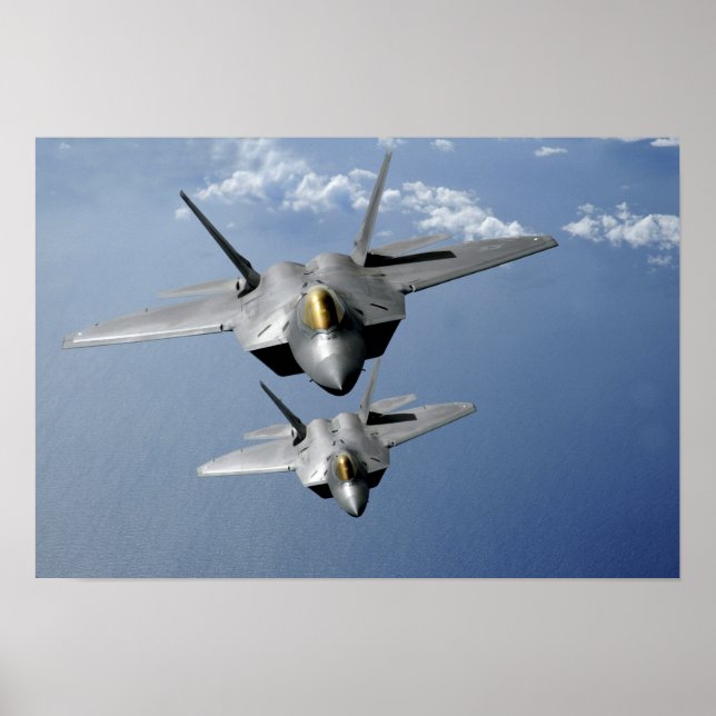 Poster Dois Raptores F-22 sobrevoam o Oceano Pacífico 2 (Frente)