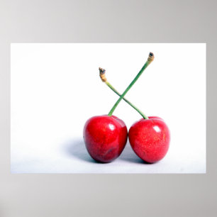 Poster Dois Red Cherries - Comida de fotografia