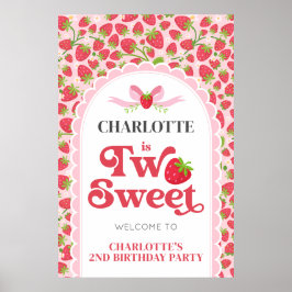 Poster Dois segundo aniversário de Morango Doce 24x36 Bem