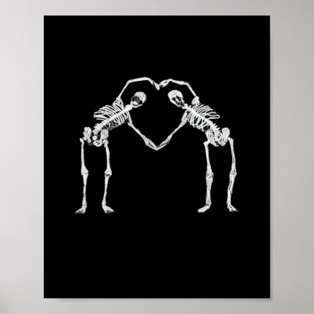 Poster Dois Skeleton Hearts Mãos Clássicas (Frente)