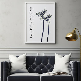 Póster Dois Tornaram-Se Um Casamento Floral