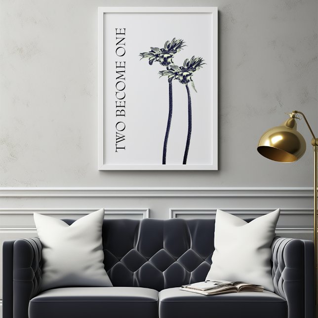 Póster Dois Tornaram-Se Um Casamento Floral (Two Become One Wedding Print)