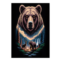 Dois ursos na floresta escura