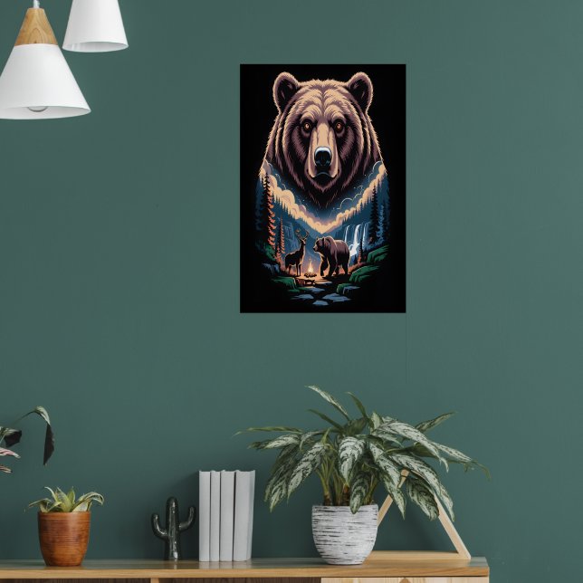 Poster Dois ursos na floresta escura (Sala de Estar 1)
